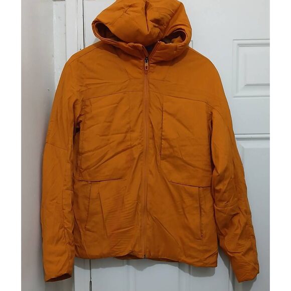 Lululemon mens medium insulated hoodie puffer jacket autumn orange - Picture 1 of 7